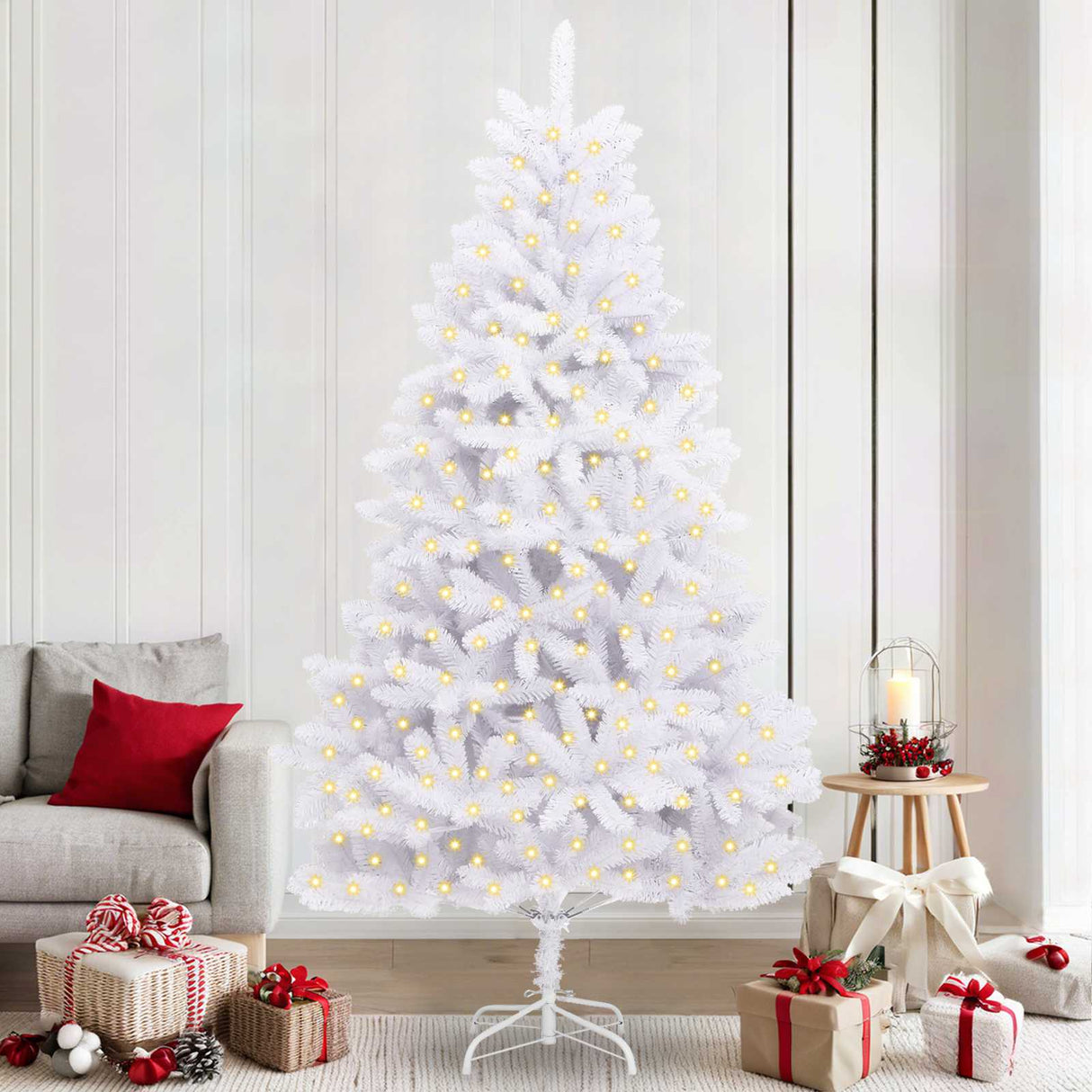 Vidaxl kunstkerstboom met 300 led wit 240 cm pvc en metaal