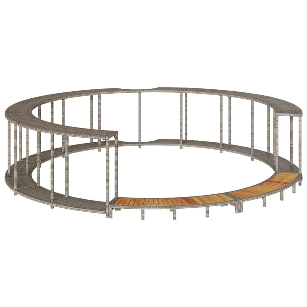 Vidaxl hottub ombouw opbergruimte en houten opstapje poly rattan grijs