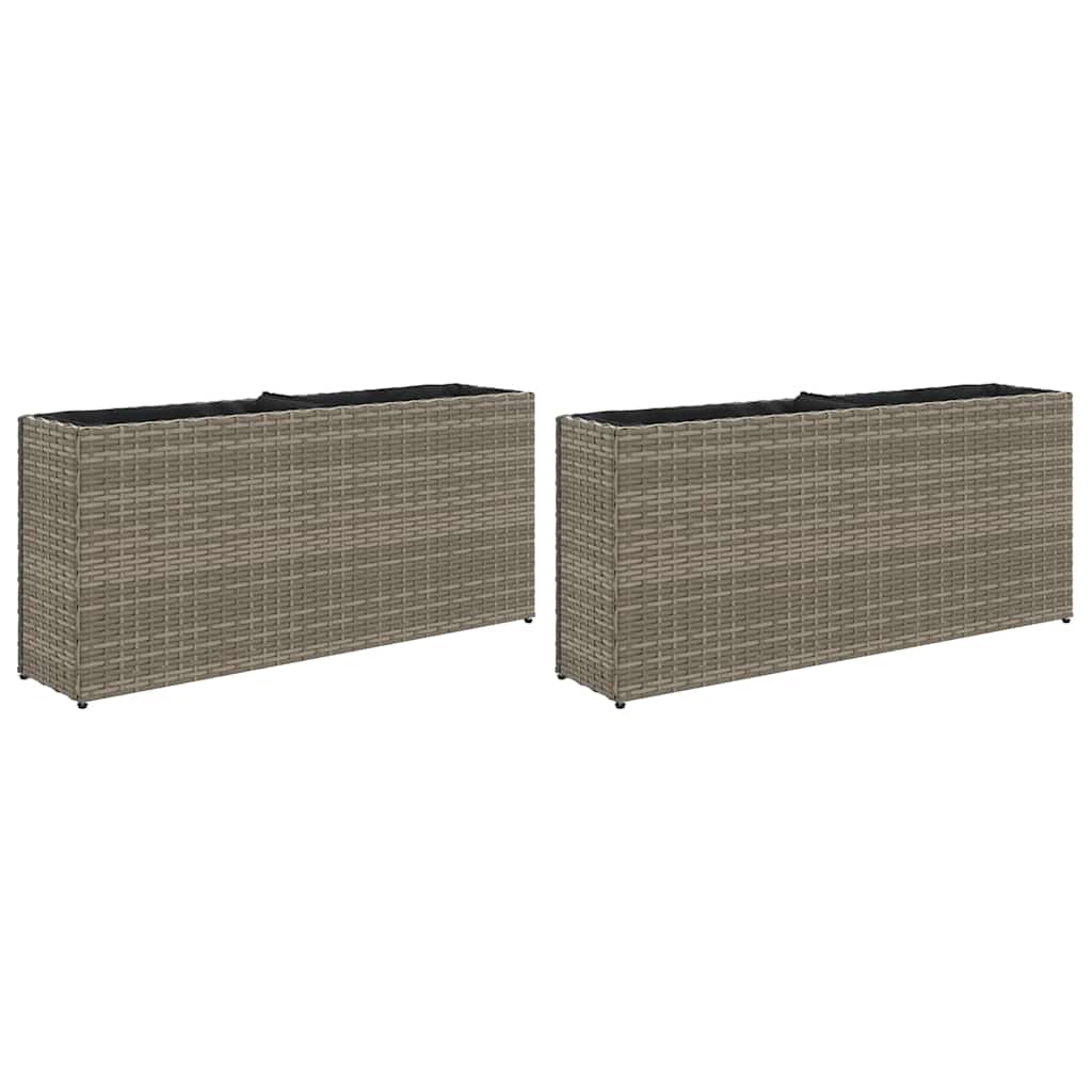Vidaxl plantenbakken met 2 potten 2 st 90x20x40 cm poly rattan grijs