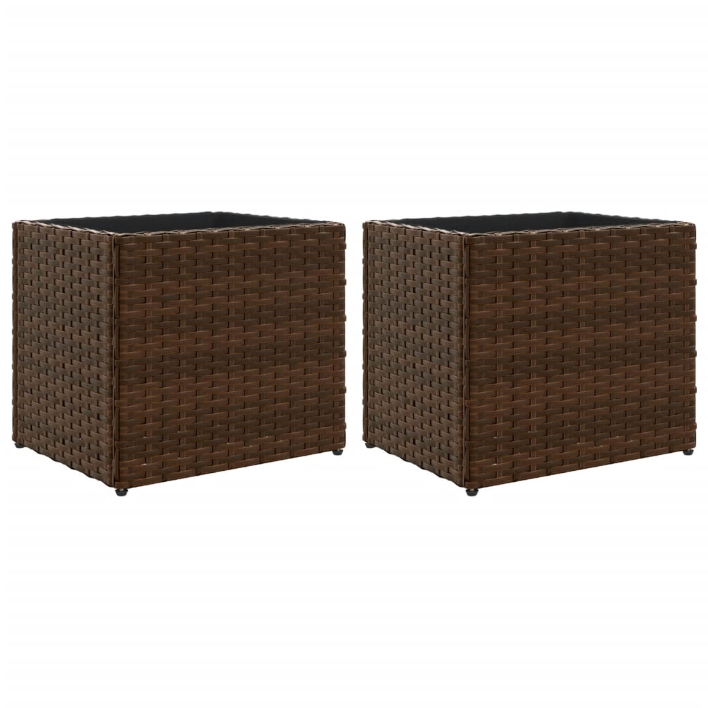Vidaxl plantenbakken 2 st 36x30x32 cm poly rattan bruin