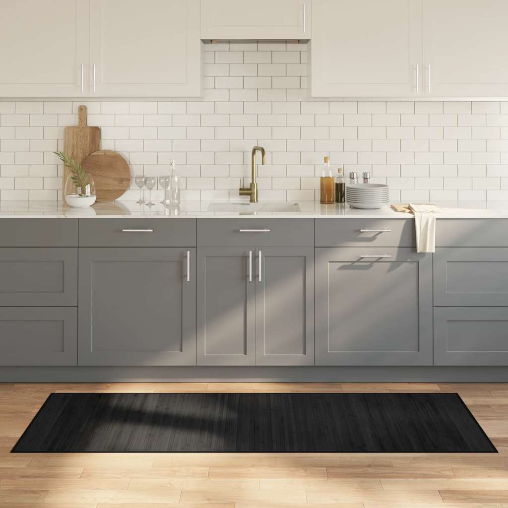 Vidaxl vloerkleed rechthoekig 70x200 cm bamboe zwart