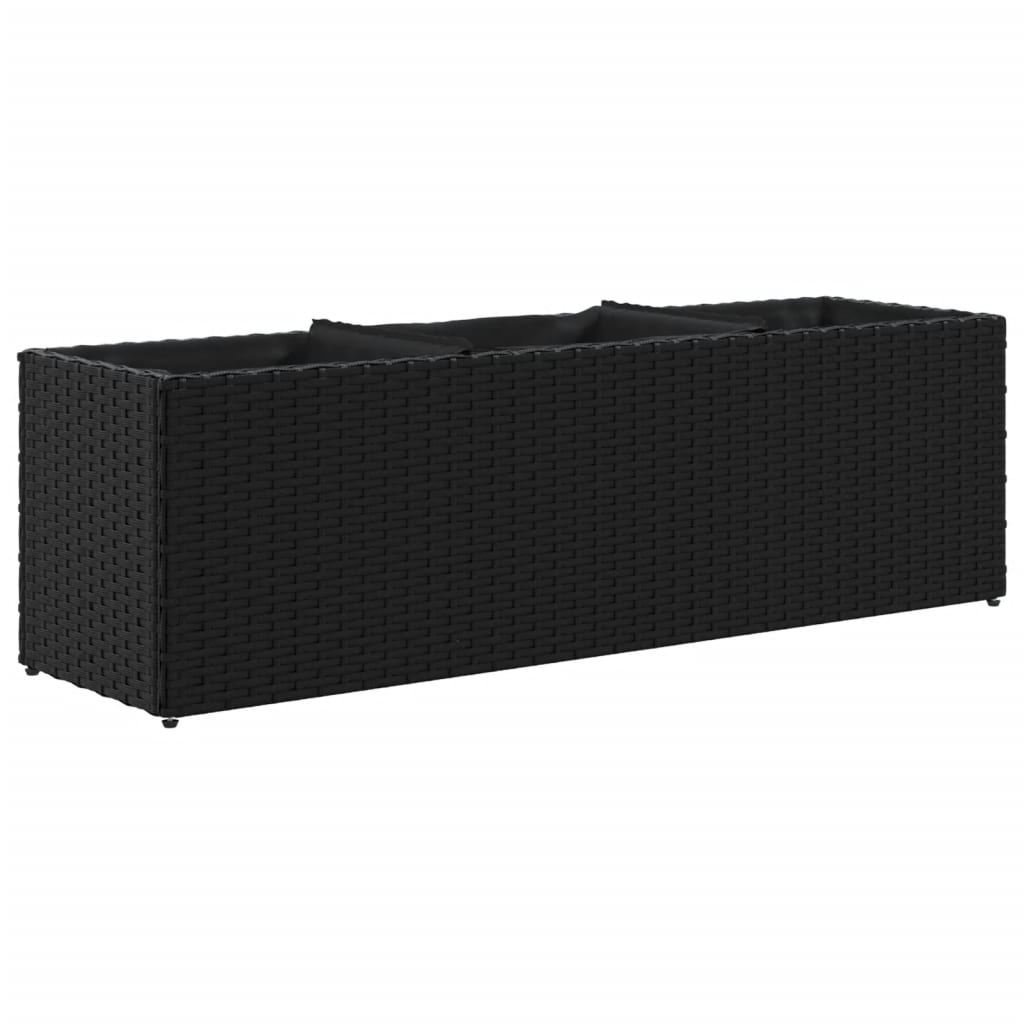 Vidaxl plantenbak met 3 potten 105x30x32 cm poly rattan zwart