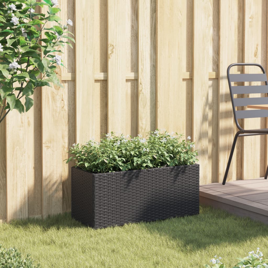 Vidaxl plantenbak met 2 potten 72x30x32 cm poly rattan zwart