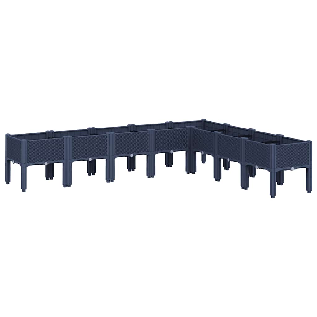 Vidaxl plantenbak met poten 200x160x42 cm polypropeen blauwgrijs