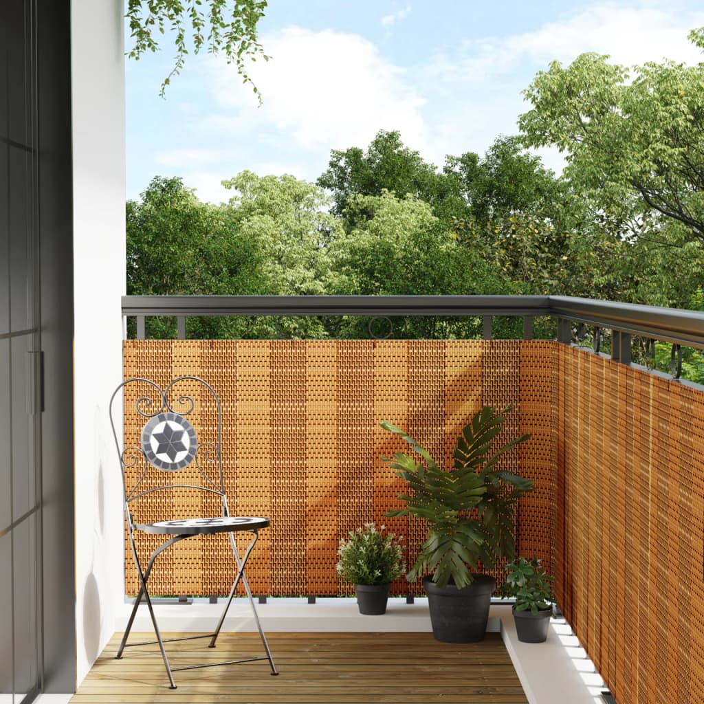 Vidaxl balkonscherm 1000x100 cm poly rattan lichtbruin