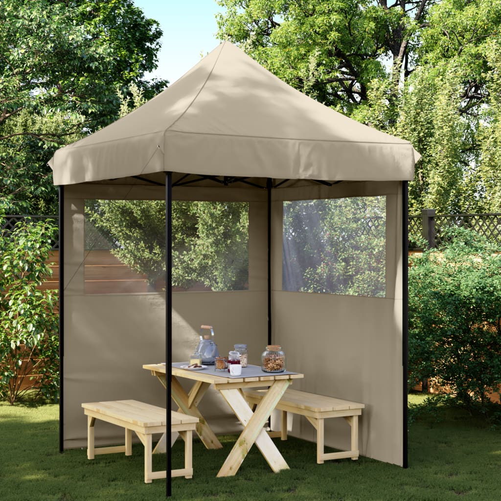 Vidaxl partytent inklapbaar pop-up met 2 zijwanden taupe