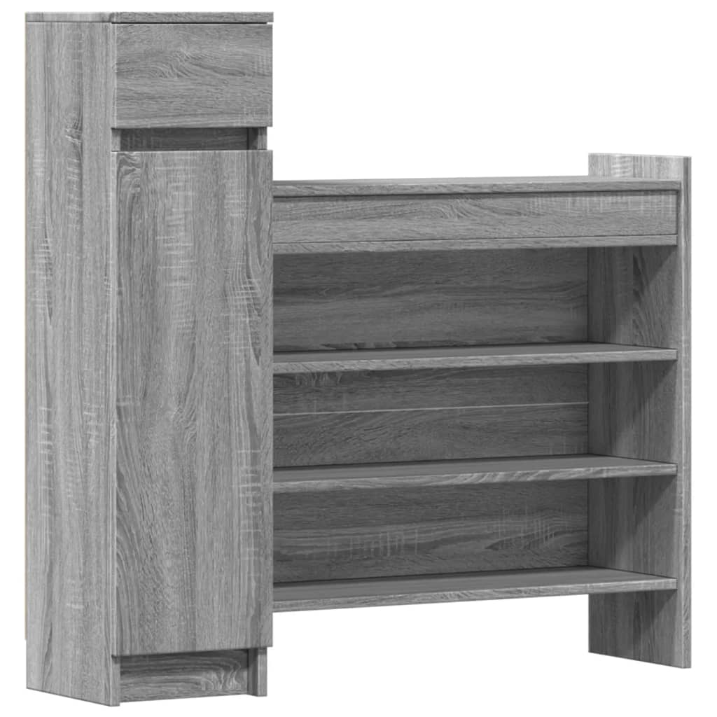 Vidaxl schoenenkast 100,5x28x100 cm bewerkt hout grijs sonoma eiken