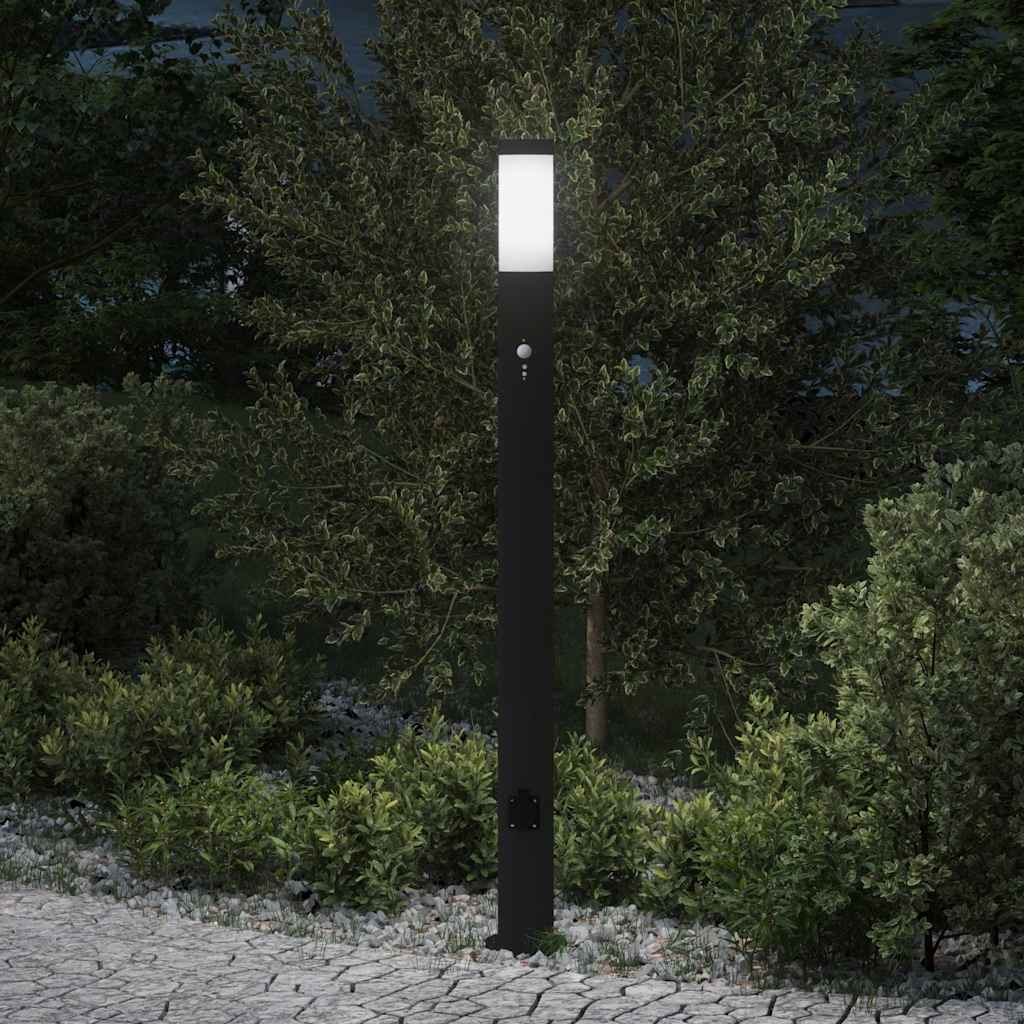 Vidaxl bolderarmatuur met sensor en stopcontact 110 cm roestvrij staal ip44