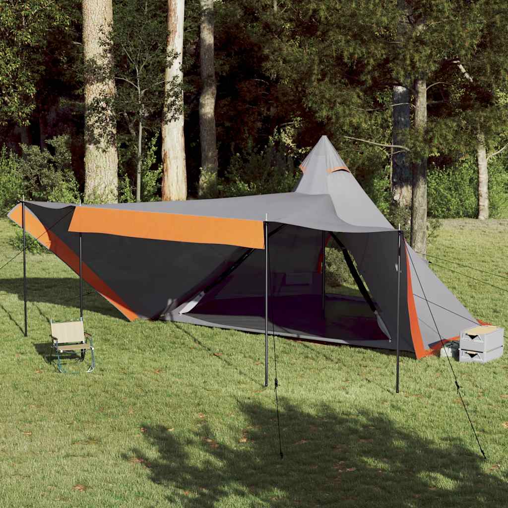 Vidaxl tipitent 8-persoons waterdicht grijs en oranje