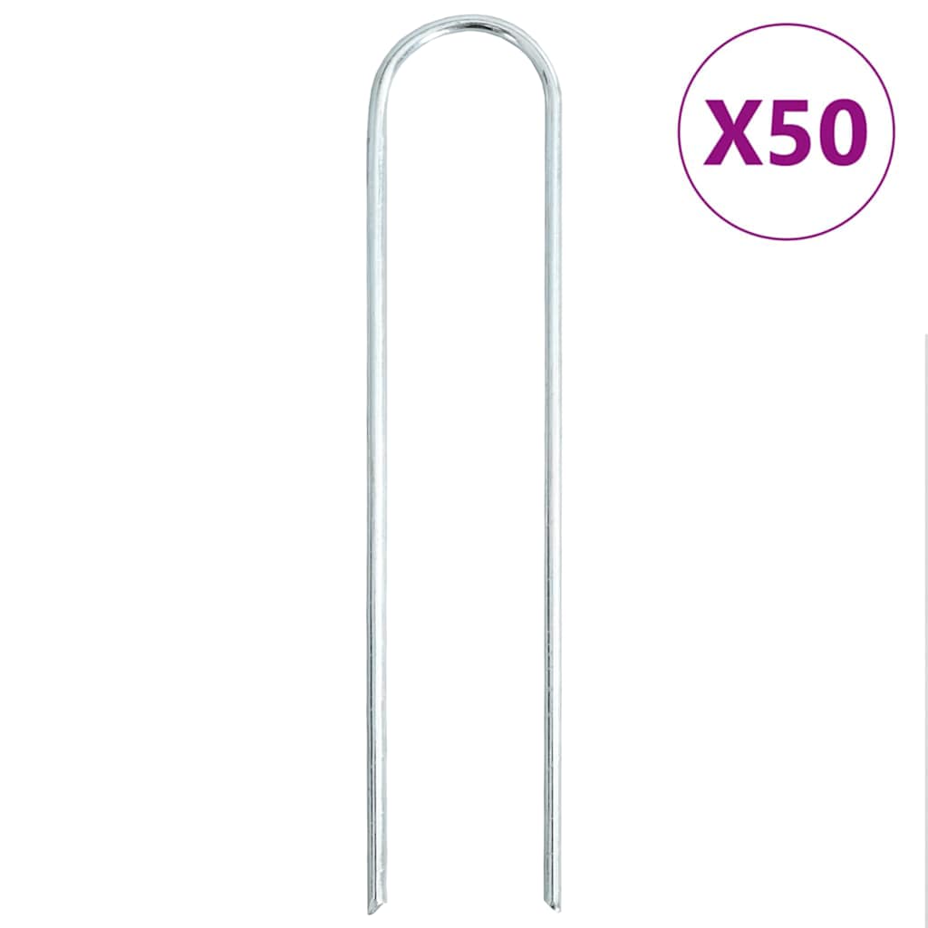 Vidaxl grondharingen 50 st u-vormig 20x3,5 cm gegalvaniseerd staal