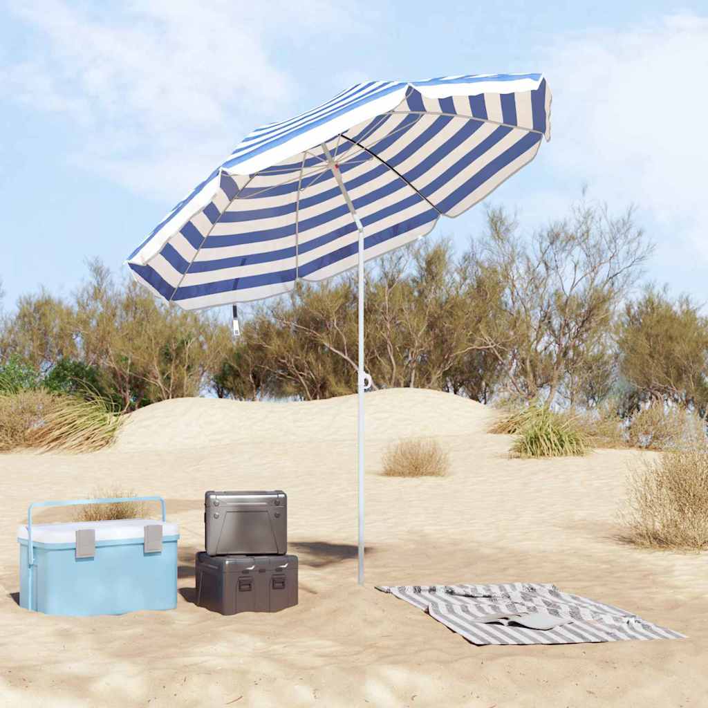 Vidaxl parasol blauw en wit 161 x 161 x 193 cm polyester