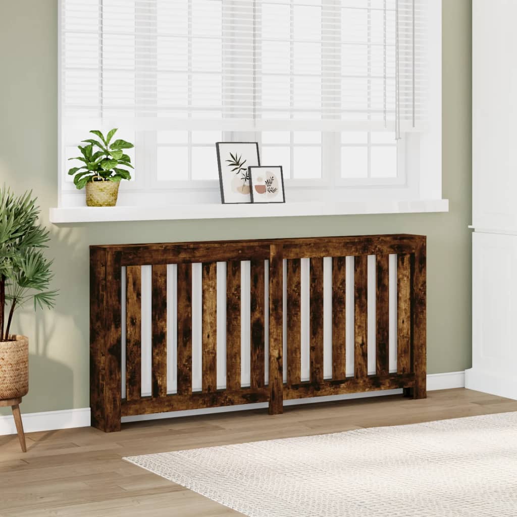 Vidaxl radiatorombouw 175x20x82 cm bewerkt hout gerookt eikenkleurig