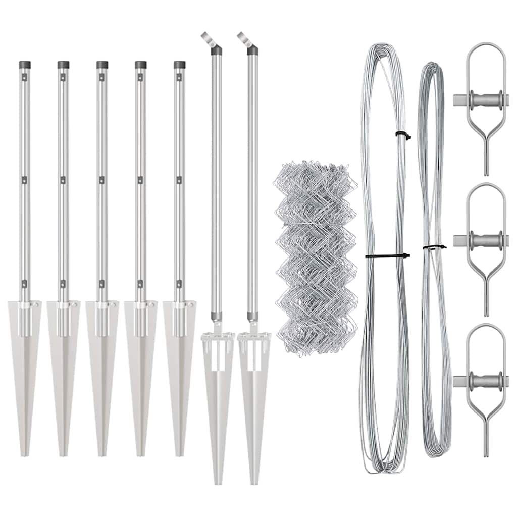 Vidaxl afrasteringspaal zilver 10 x 0,8 m (40 x 40 mm gaas) staal