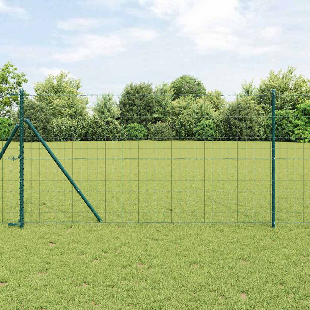 Vidaxl hek met paal groen 1,4 x 10 m staal en pvc