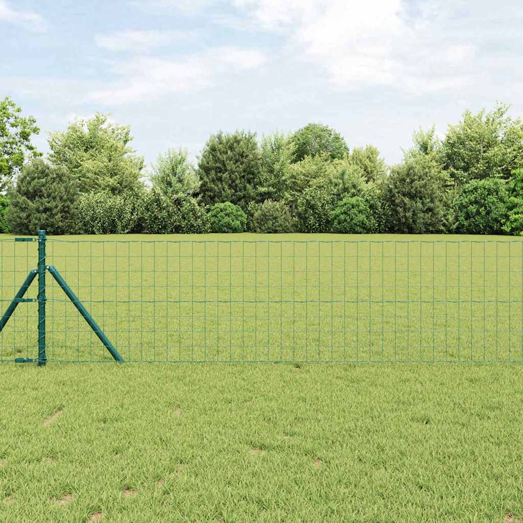 Vidaxl hek met paal groen 0,4 x 25 m staal en pvc