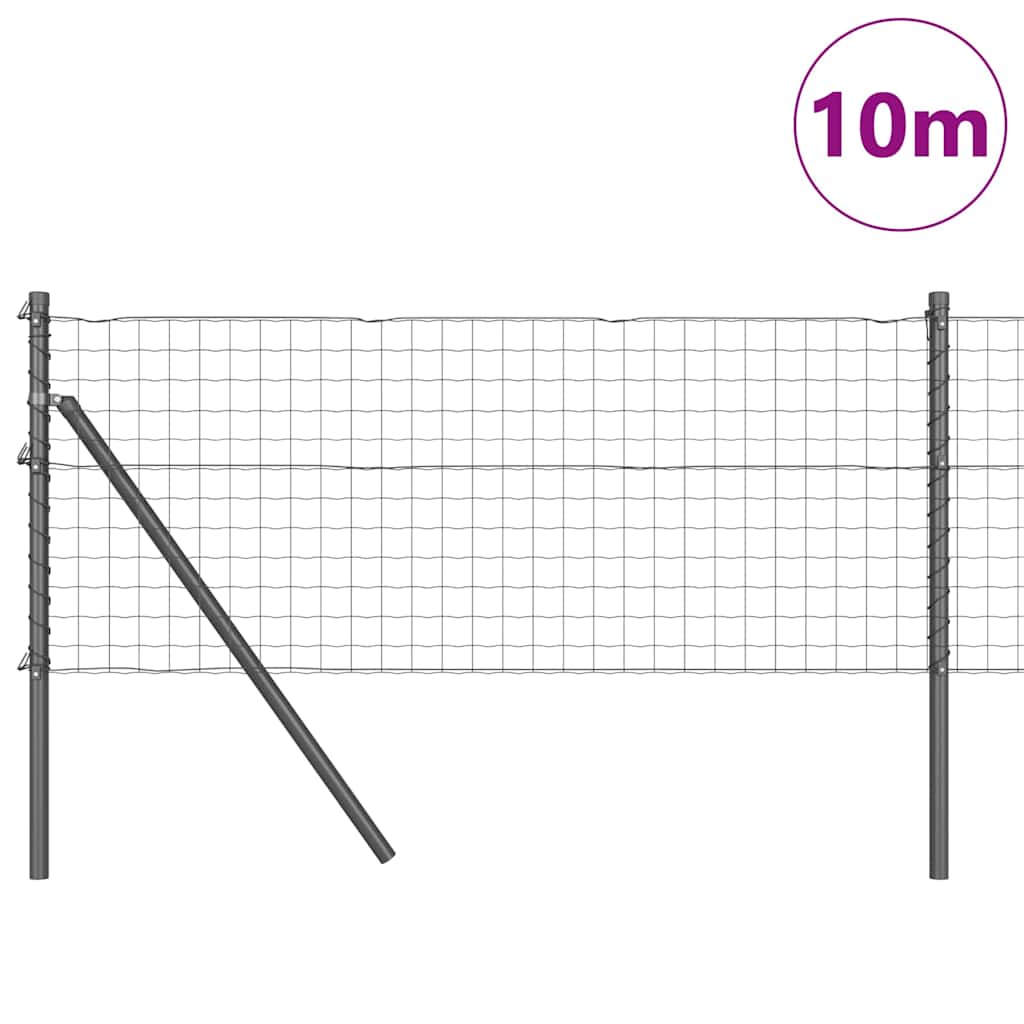 Vidaxl hek met paal grijs 0,8 x 10 m staal en pvc
