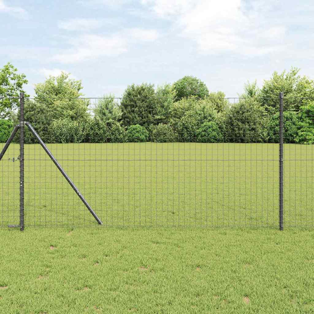 Vidaxl hek met paal grijs 1,2 x 10 m staal en pvc