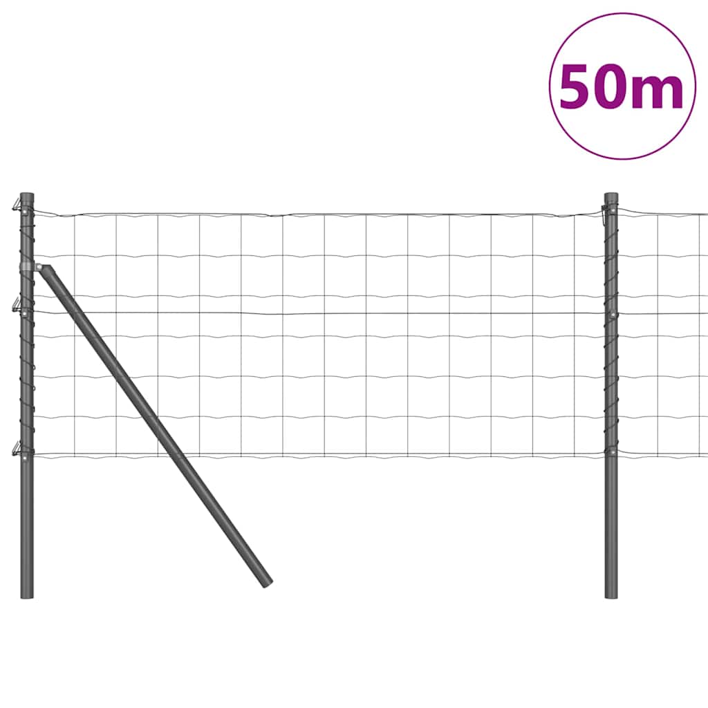Vidaxl hek met paal grijs 0,4 x 50 m staal en pvc