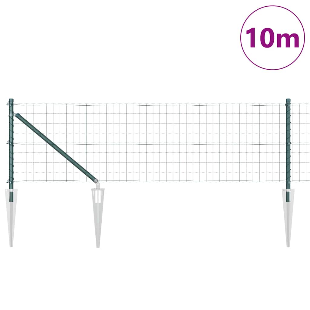 Vidaxl hek met paal groen 0,6 x 10 m staal en pvc