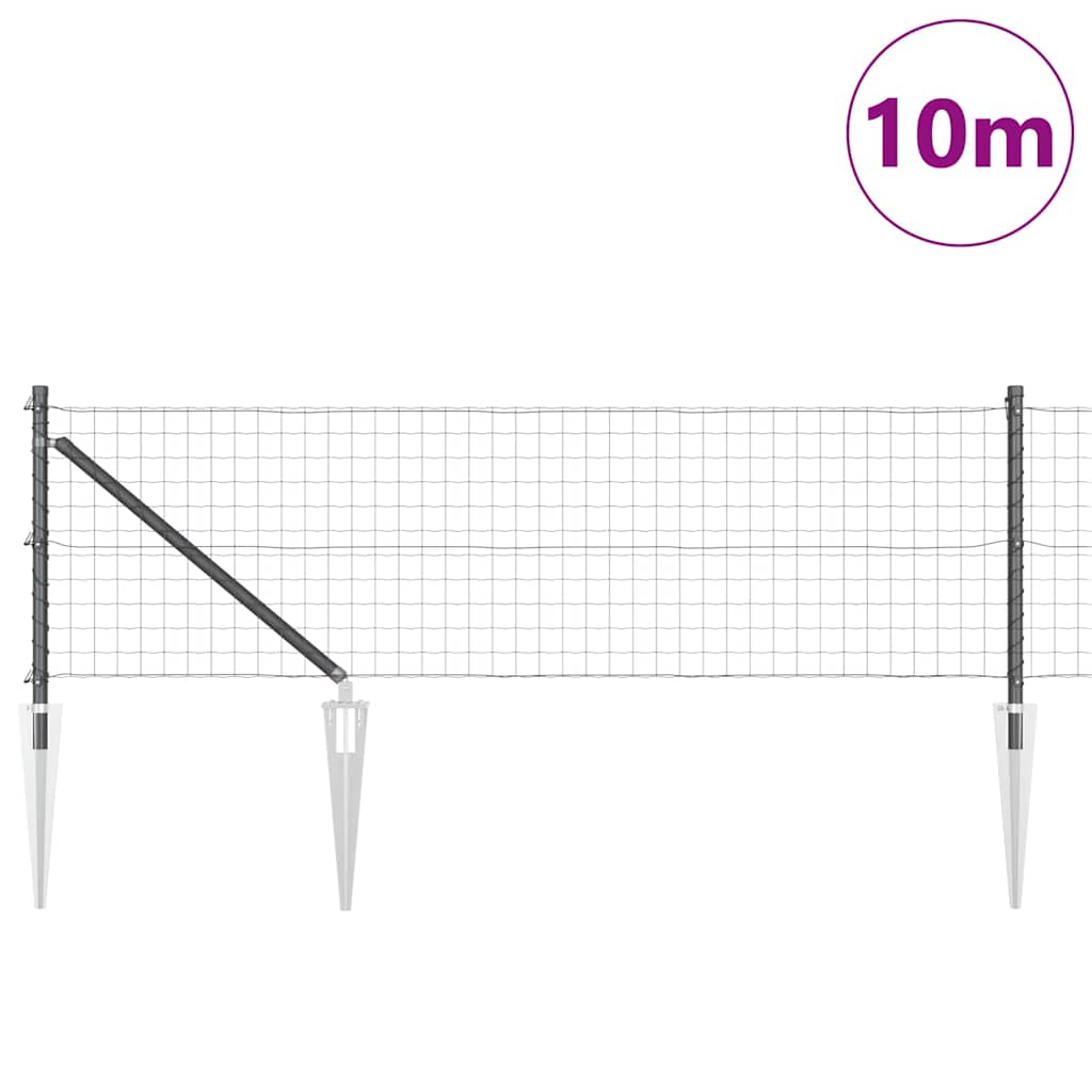 Vidaxl hek met paal grijs 0,8 x 10 m staal en pvc