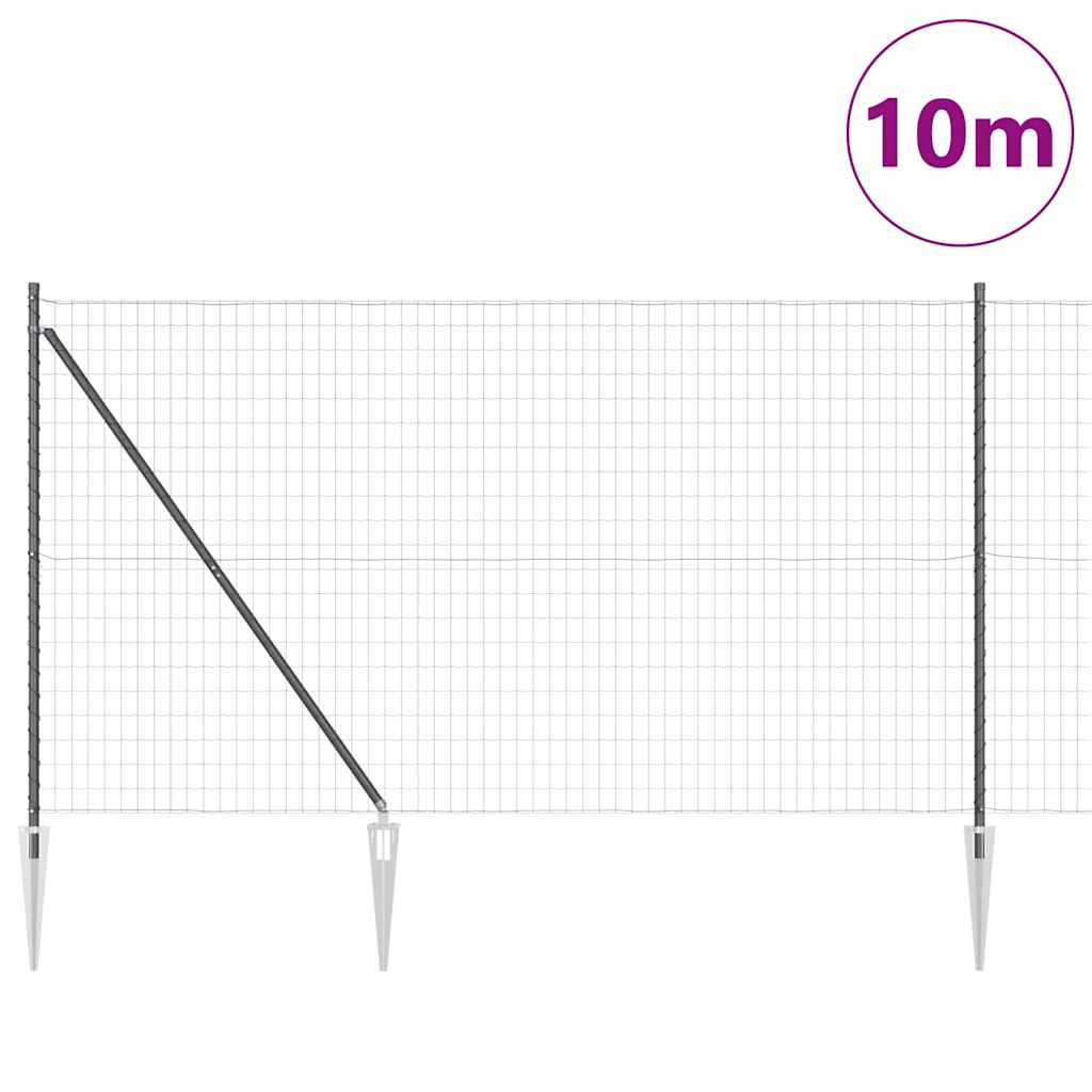 Vidaxl hek met paal grijs 1,5 x 10 m staal en pvc