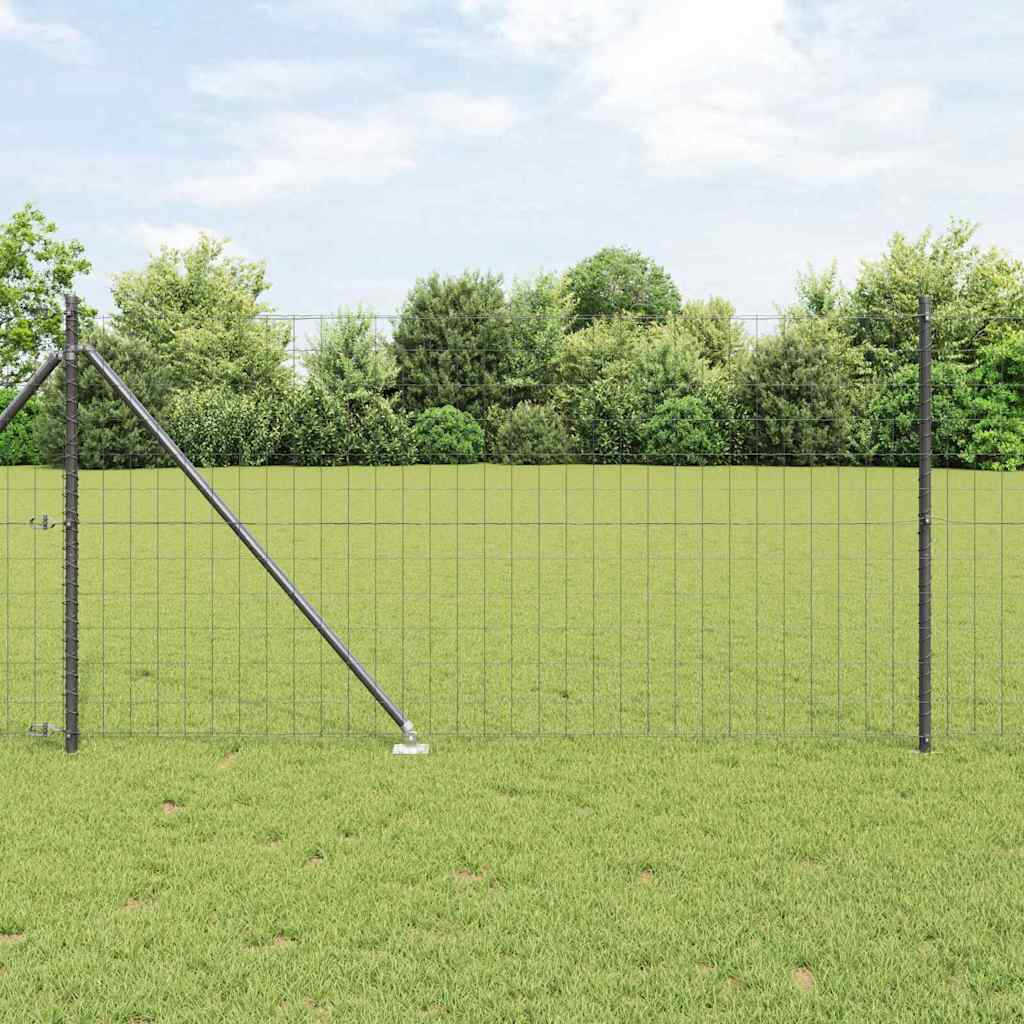 Vidaxl hek met paal grijs 1 x 10 m staal en pvc