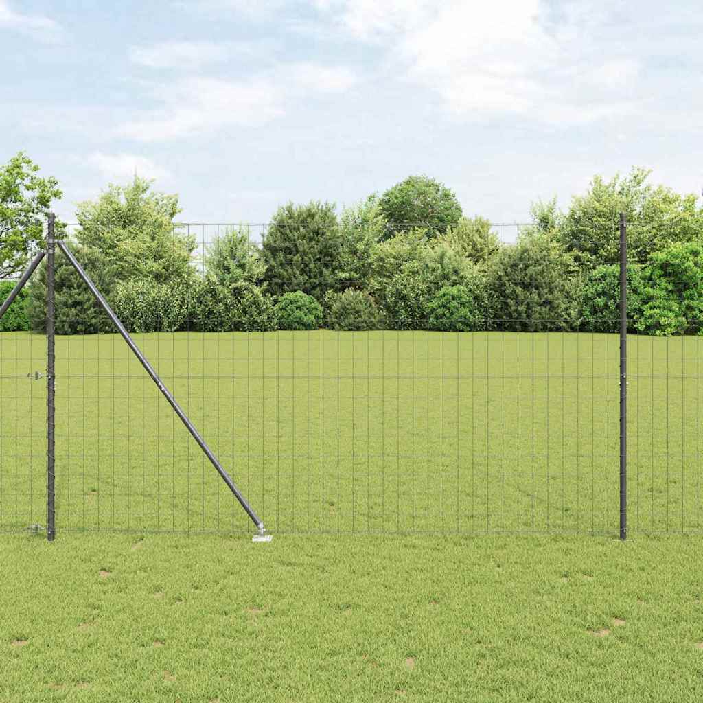 Vidaxl hek met paal grijs 1,5 x 10 m staal en pvc