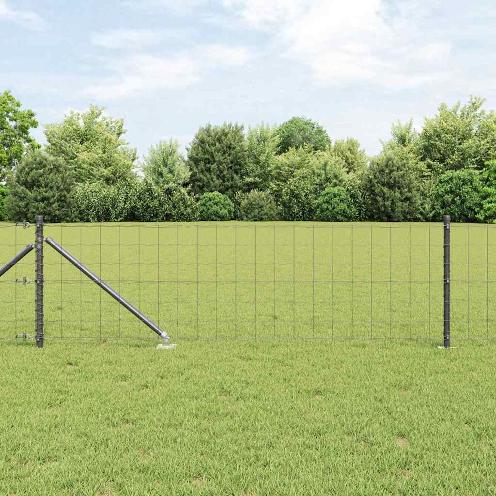Vidaxl hek met paal grijs 0,6 x 25 m staal en pvc