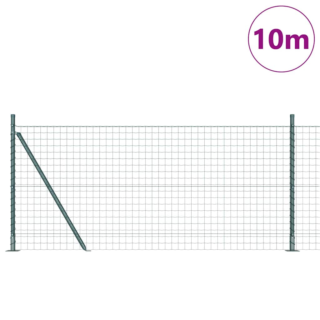 Vidaxl hek met paal groen 1 x 10 m staal en pvc