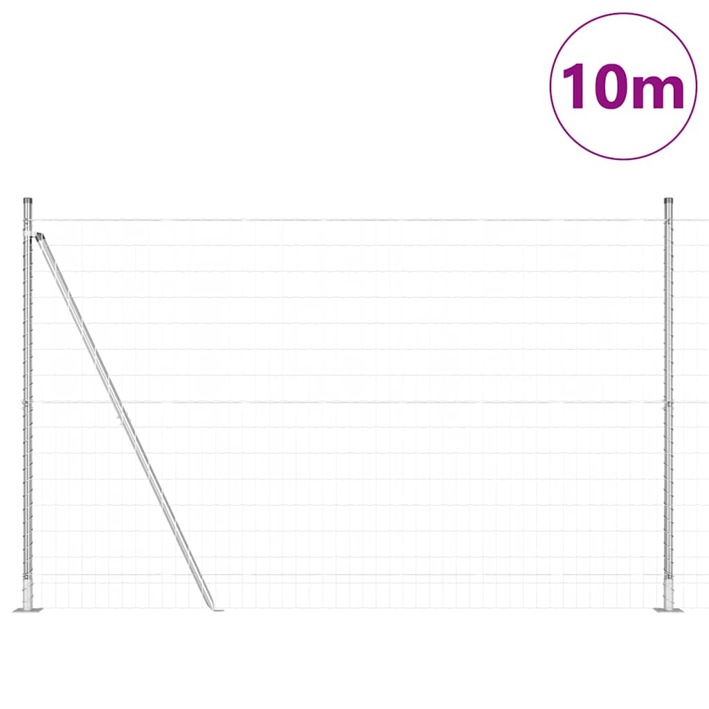 Vidaxl hek met paal zilver 1,5 x 10 m staal