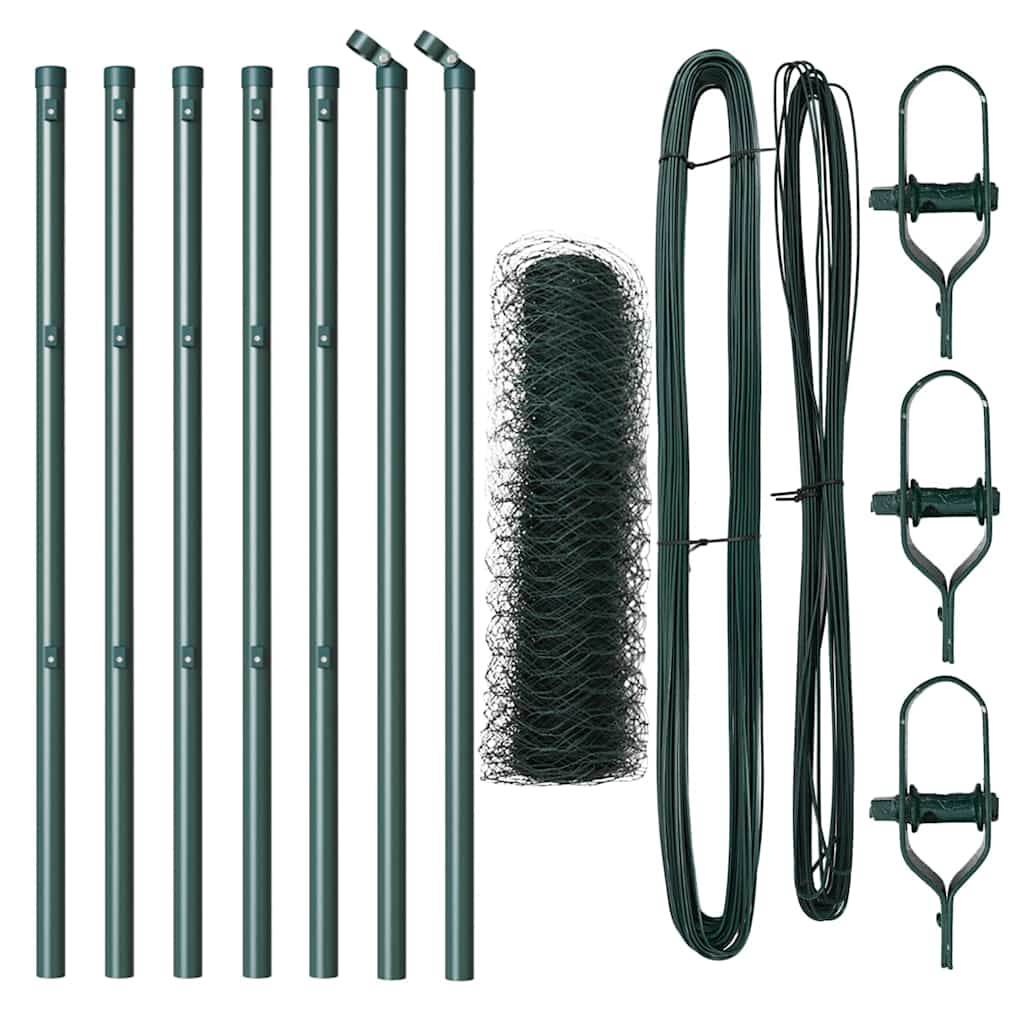 Vidaxl afrasteringspaal groen 10 x 0,6 m (50 mm gaas) staal en pvc