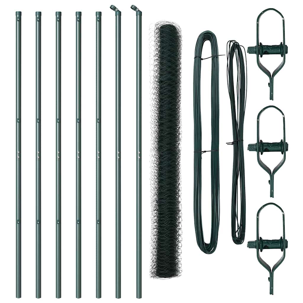 Vidaxl afrasteringspaal groen 10 x 1,5 m (50 mm gaas) staal en pvc