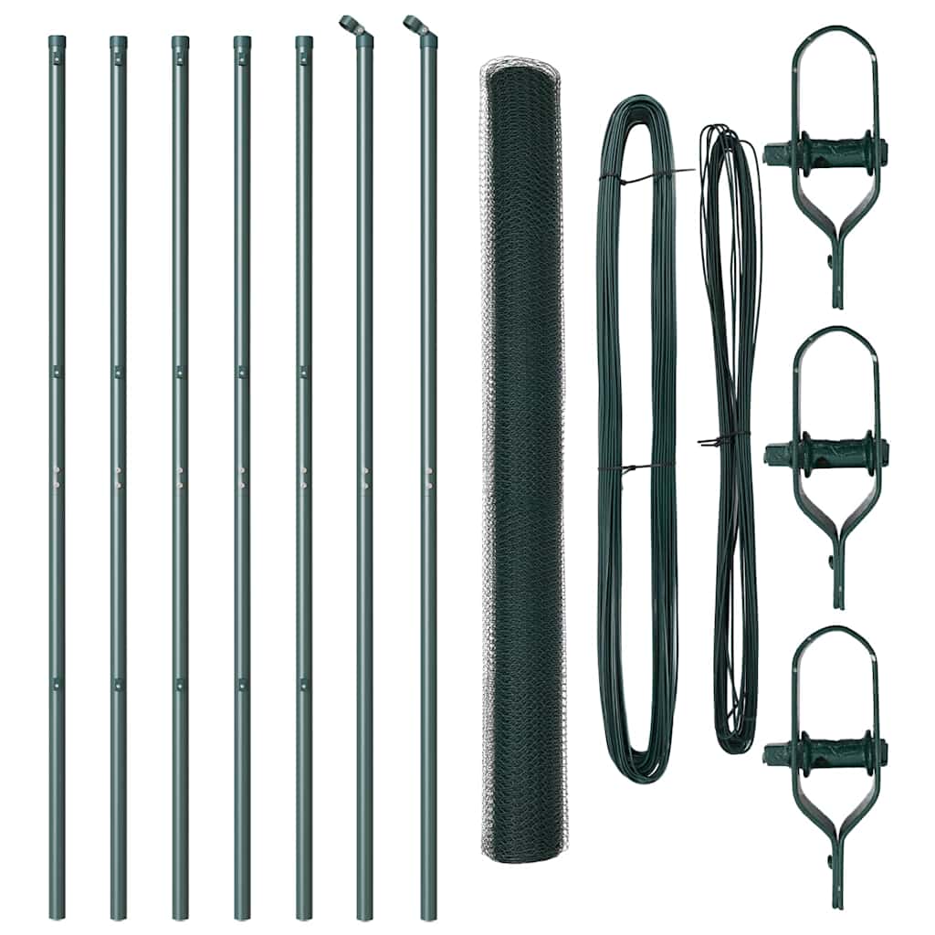 Vidaxl afrasteringspaal groen 10 x 1,6 m (25 mm gaas) staal en pvc