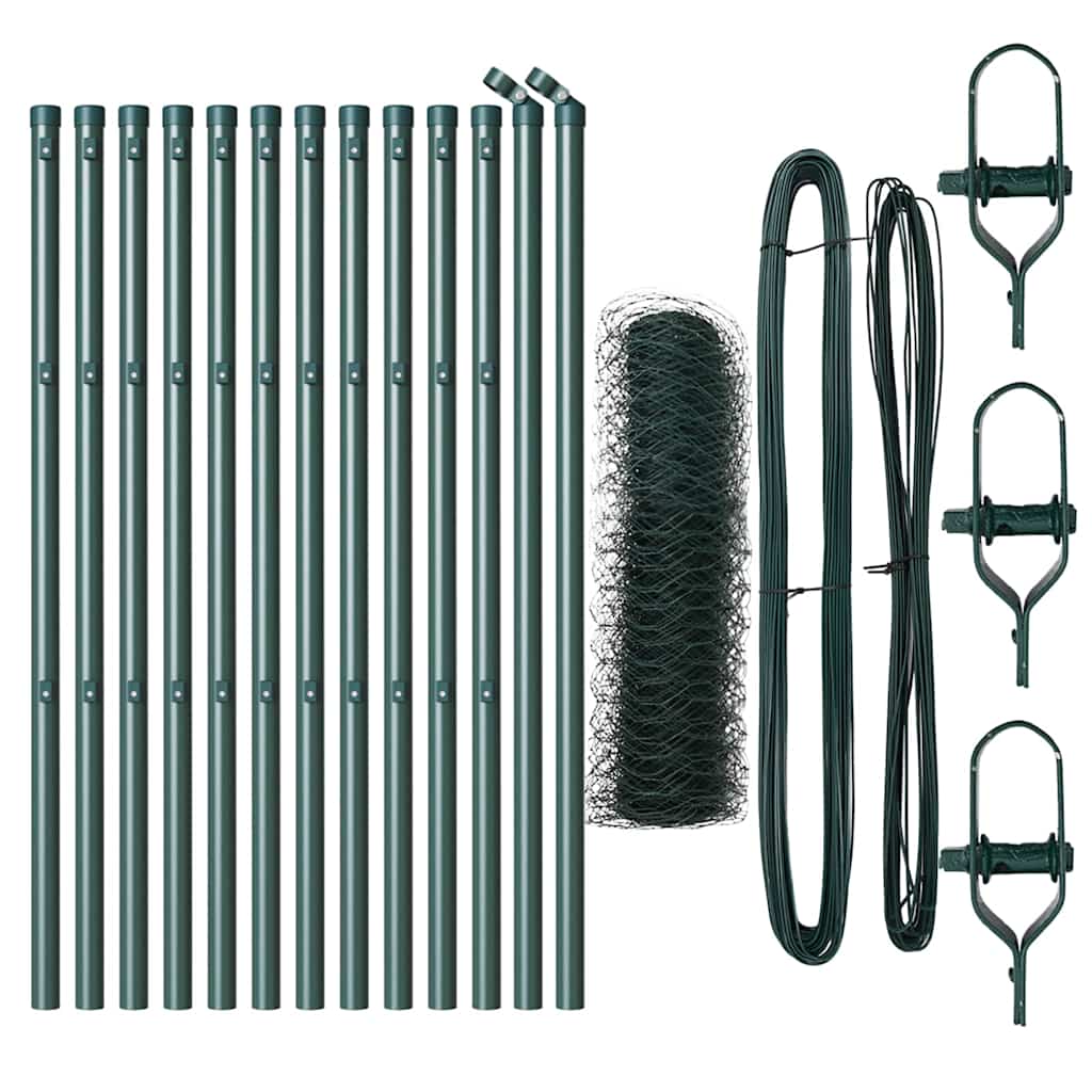 Vidaxl afrasteringspaal groen 25 x 0,6 m (36 mm gaas) staal en pvc