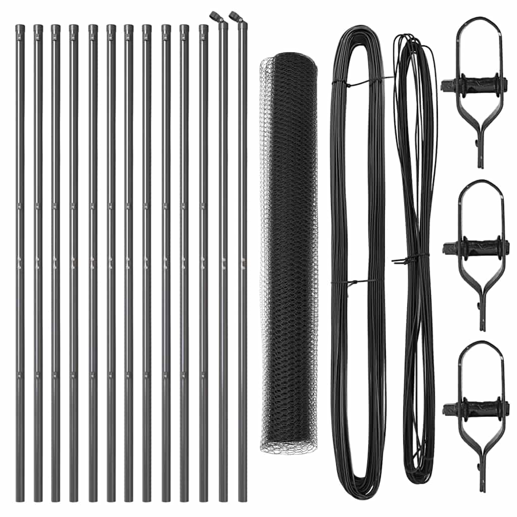 Vidaxl afrasteringspaal grijs 25 x 1,4 m (13 mm gaas) staal en pvc