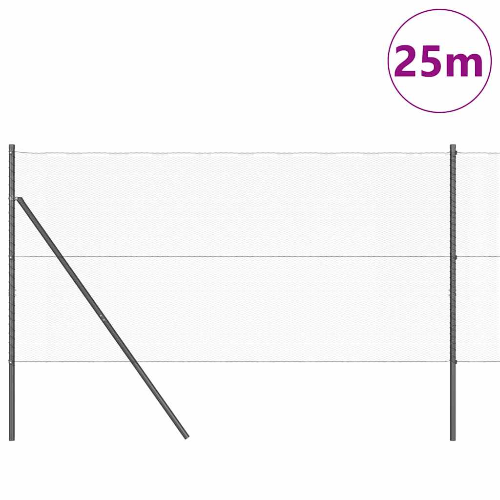 Vidaxl afrasteringspaal grijs 25 x 1,4 m (13 mm gaas) staal en pvc