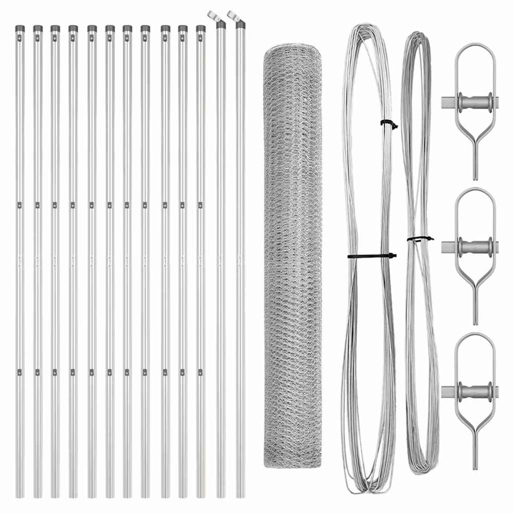 Vidaxl afrasteringspaal zilver 25 x 1 m (13 mm gaas) staal