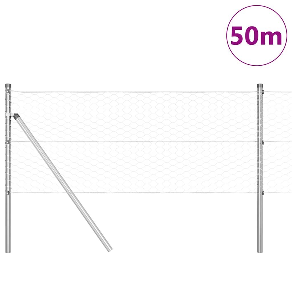 Vidaxl afrasteringspaal zilver 50 x 0,6 m (36 mm gaas) staal