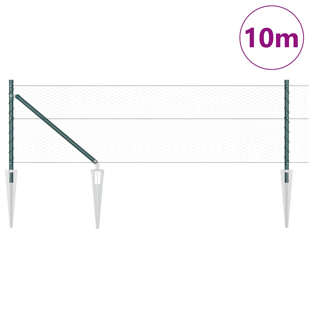 Vidaxl afrasteringspaal groen 10 x 0,6 m (25 mm gaas) staal en pvc