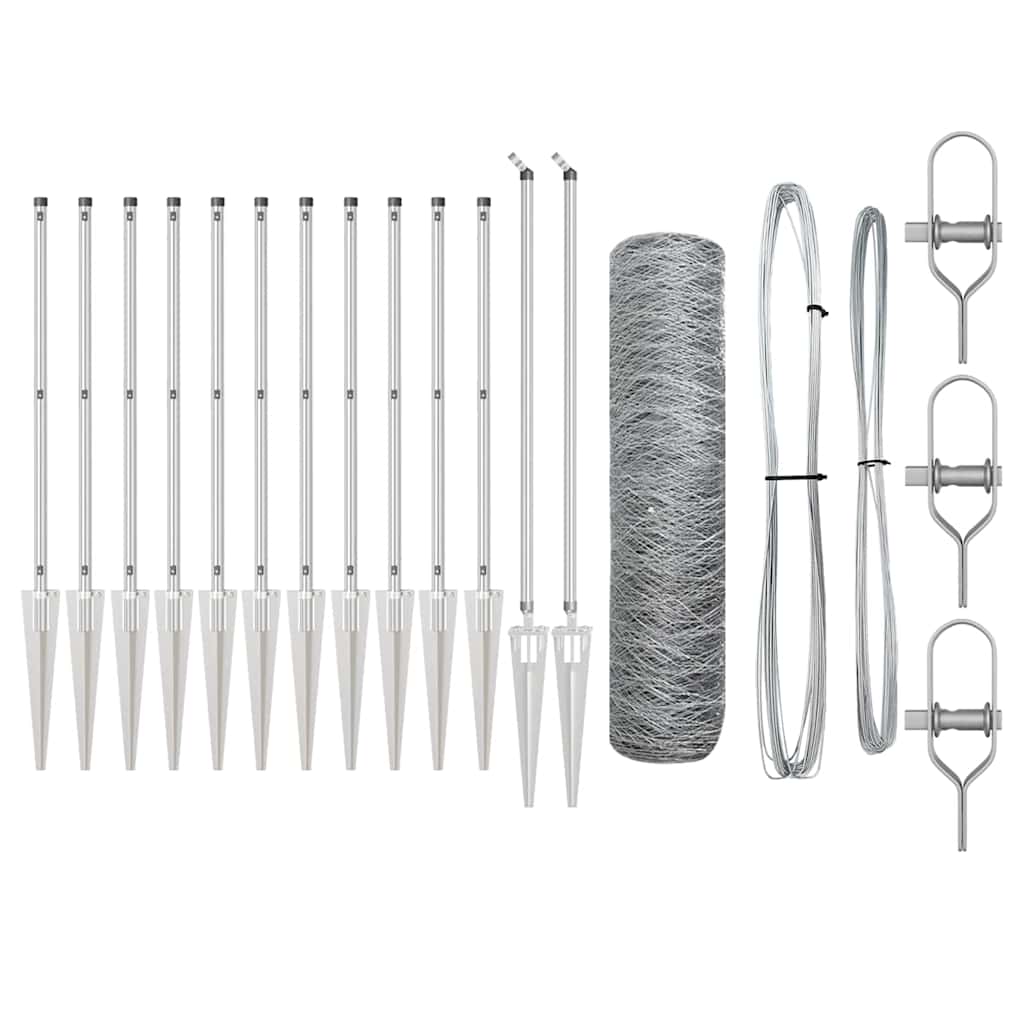 Vidaxl afrasteringspaal zilver 10 x 0,8 m (36 mm gaas) staal