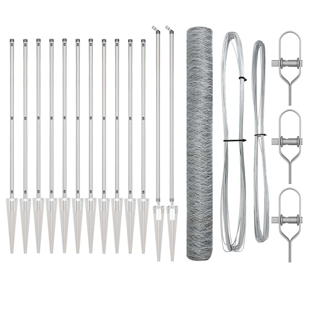 Vidaxl afrasteringspaal zilver 10 x 1,4 m (50 mm gaas) staal