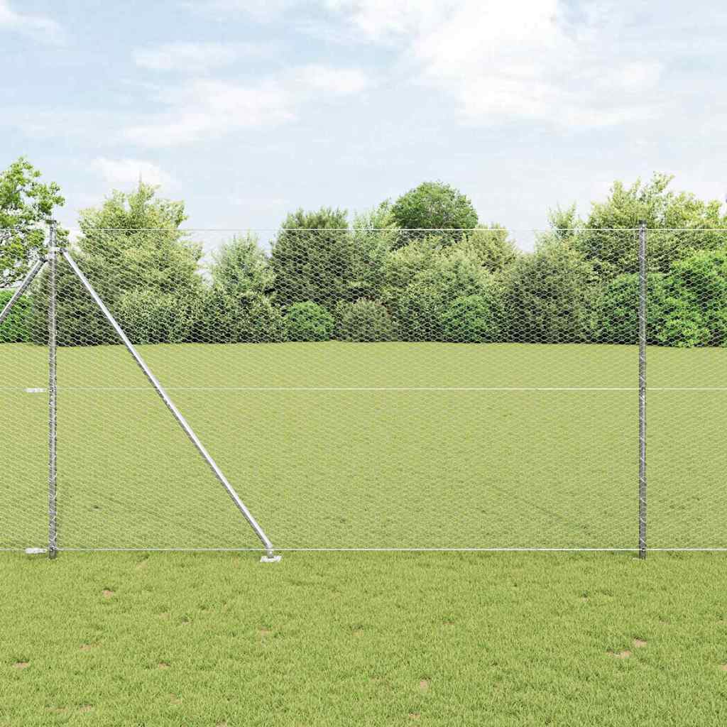 Vidaxl afrasteringspaal zilver 10 x 1,6 m (25 mm gaas) staal