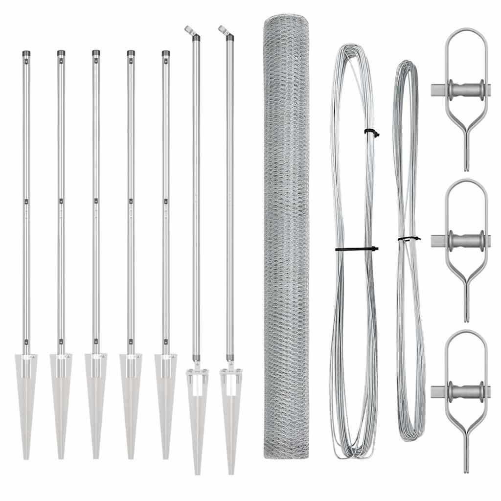 Vidaxl afrasteringspaal zilver 10 x 1,6 m (25 mm gaas) staal