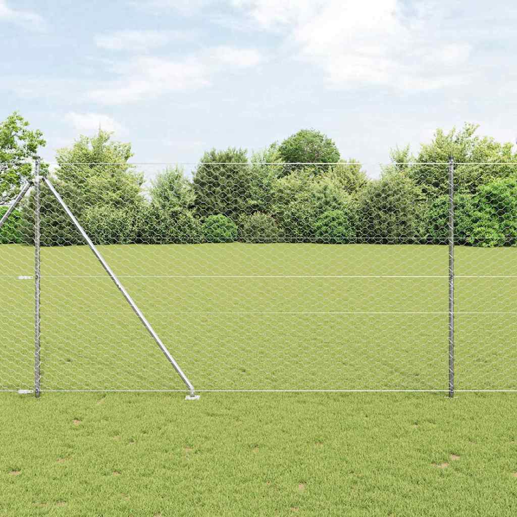 Vidaxl afrasteringspaal zilver 10 x 1,6 m (50 mm gaas) staal