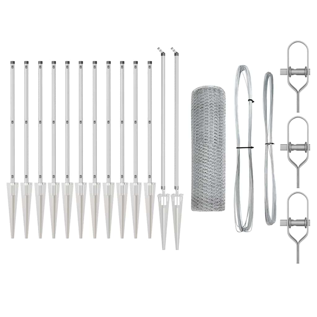 Vidaxl afrasteringspaal zilver 25 x 0,5 m (13 mm gaas) staal