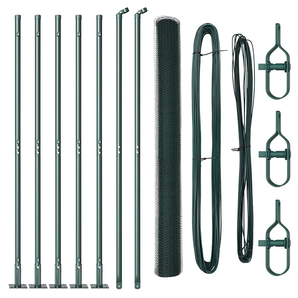 Vidaxl afrasteringspaal groen 10 x 1,4 m (13 mm gaas) staal en pvc