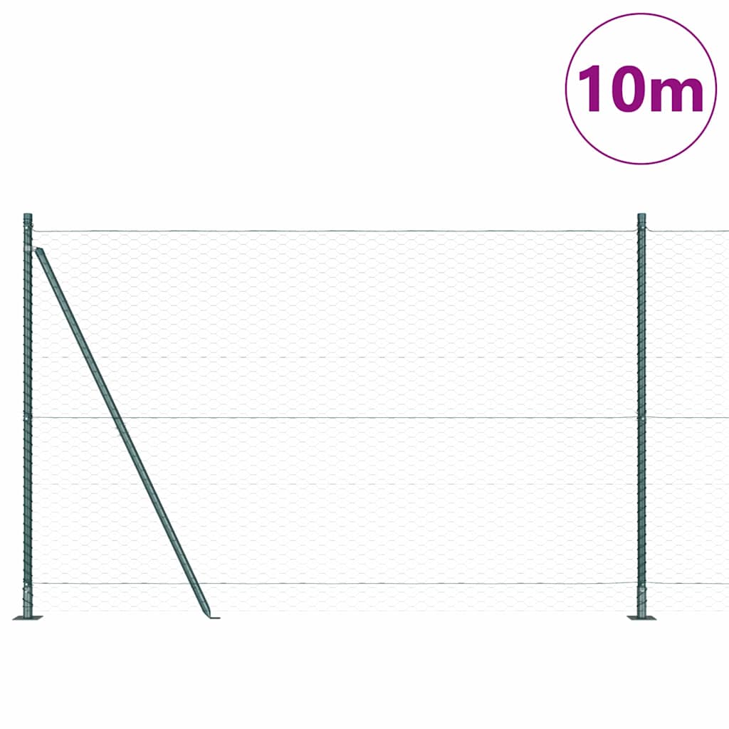 Vidaxl afrasteringspaal groen 10 x 1,4 m (36 mm gaas) staal en pvc