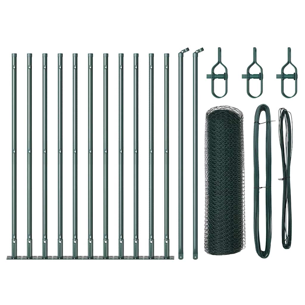 Vidaxl afrasteringspaal groen 25 x 0,6 m (13 mm gaas) staal en pvc