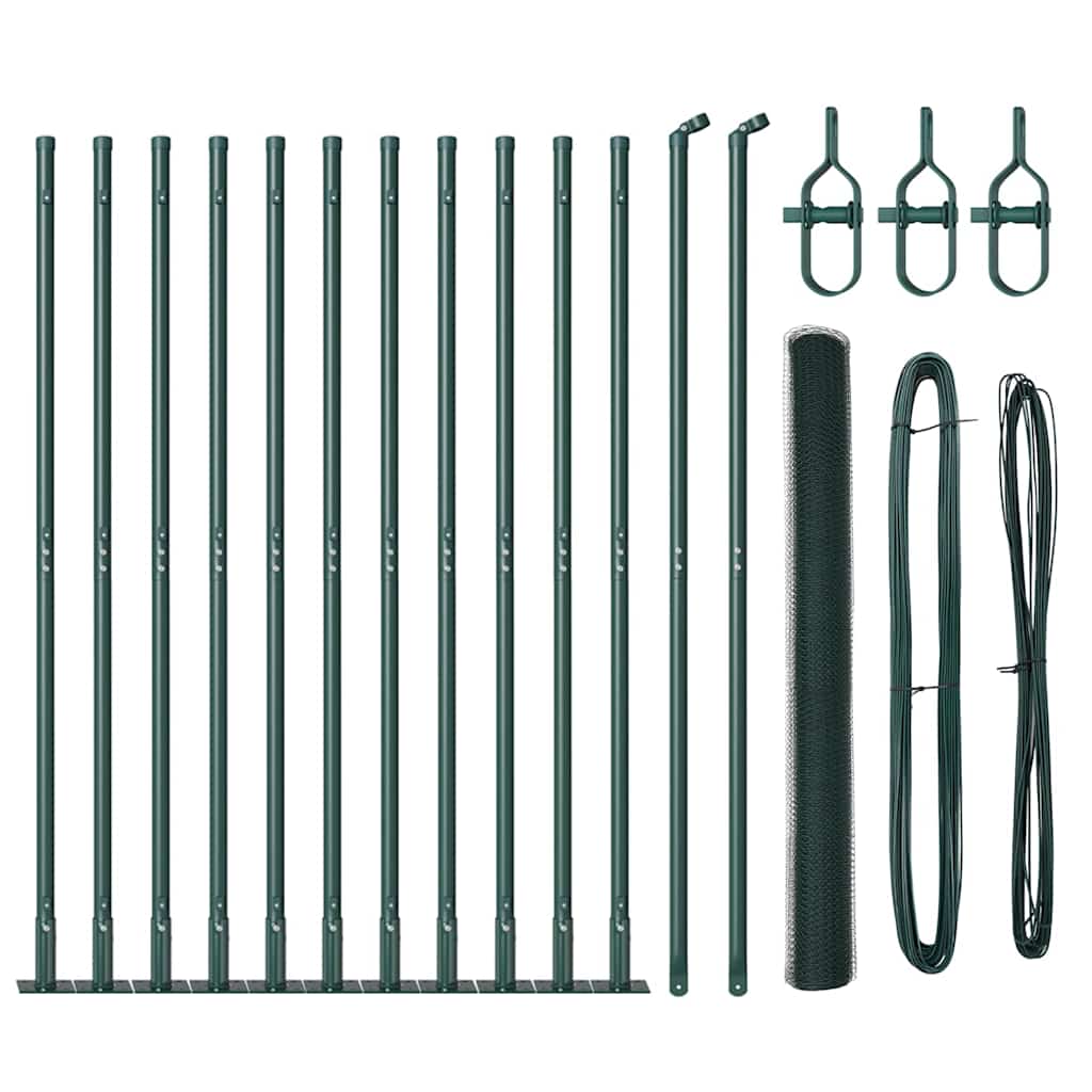 Vidaxl afrasteringspaal groen 25 x 1,4 m (25 mm gaas) staal en pvc