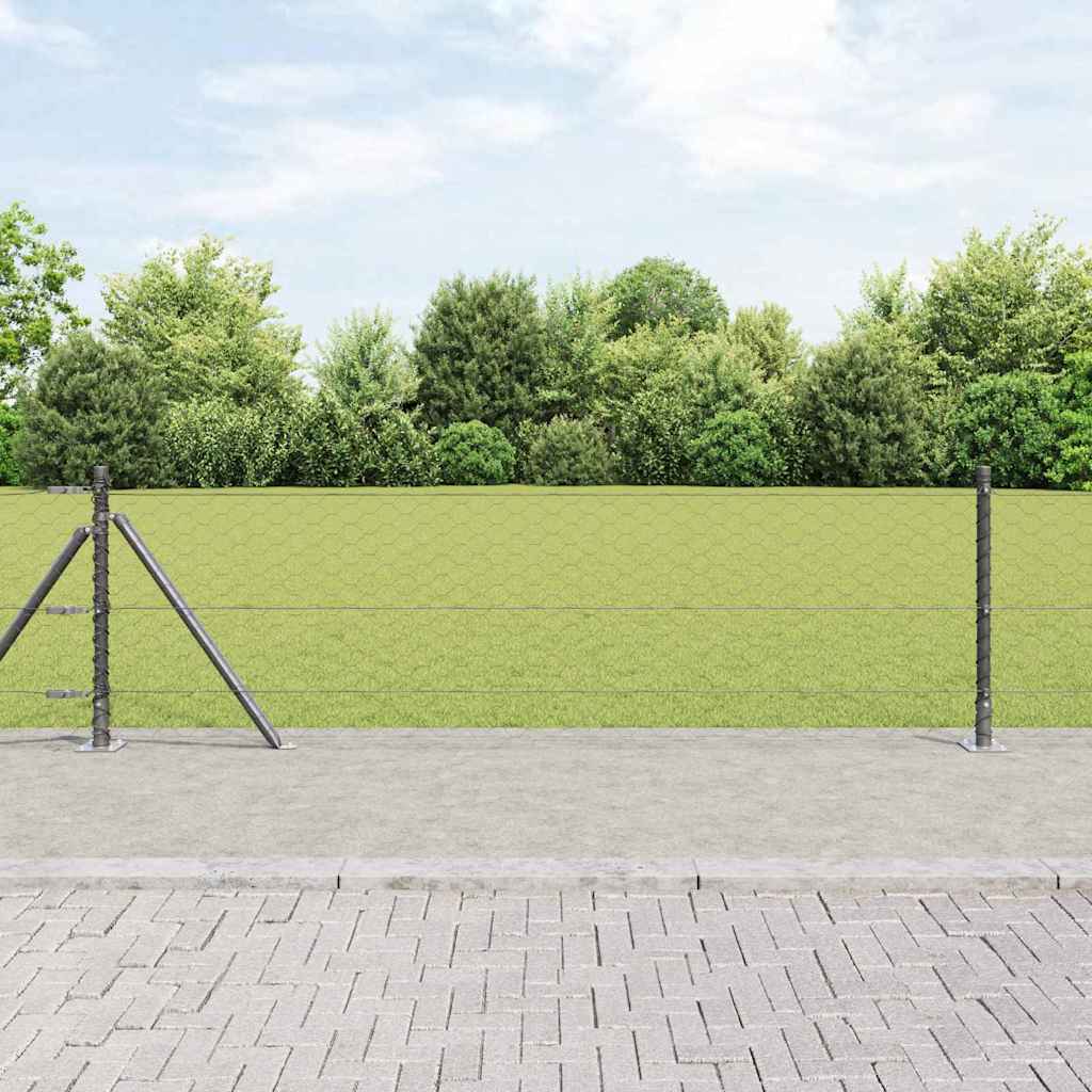Vidaxl afrasteringspaal grijs 25 x 0,5 m (50 mm gaas) staal